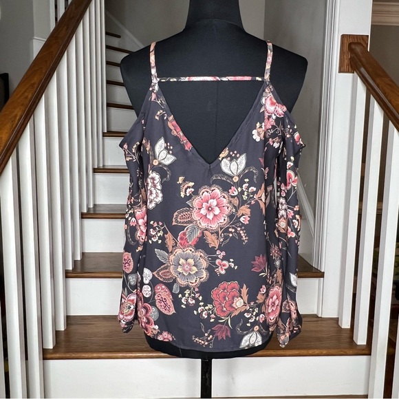 NSR Floral Cold Shoulder Boho Romantic Long Sleeve Top Size XS - Picture 3 of 7